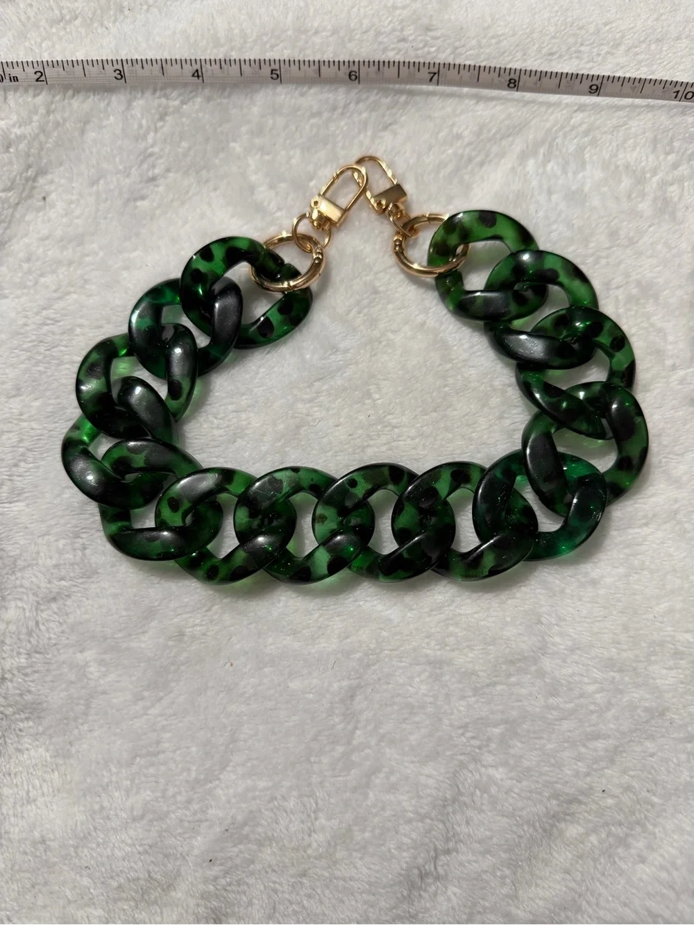 Green Tortoiseshell Resin Chain Link Purse or Bag Charm